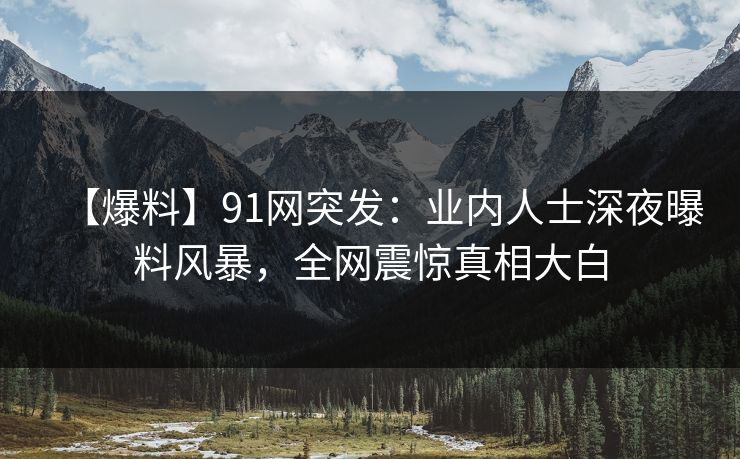 【爆料】91网突发：业内人士深夜曝料风暴，全网震惊真相大白
