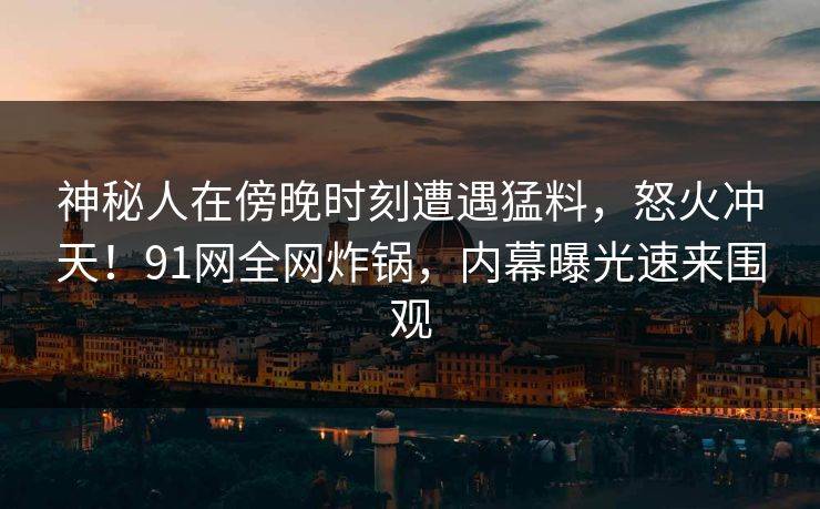 神秘人在傍晚时刻遭遇猛料，怒火冲天！91网全网炸锅，内幕曝光速来围观