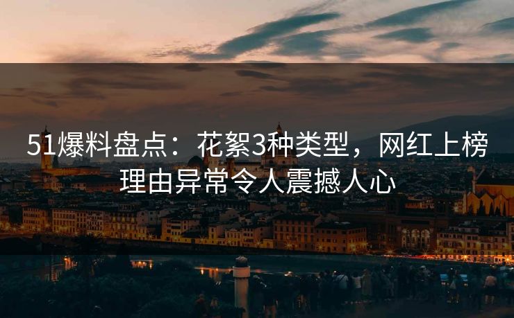 51爆料盘点：花絮3种类型，网红上榜理由异常令人震撼人心