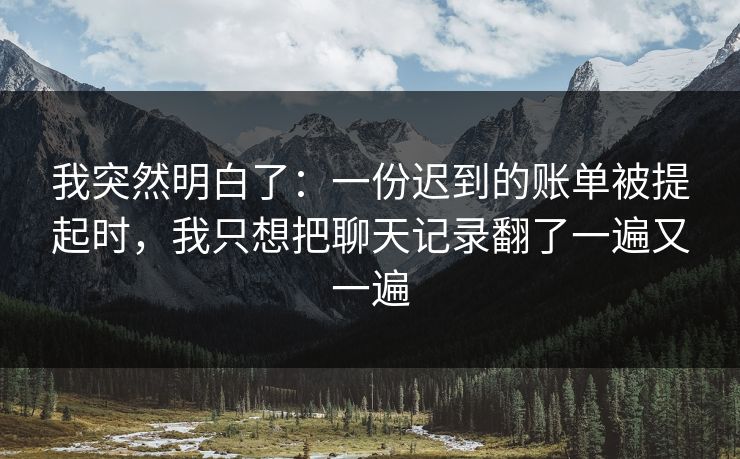 我突然明白了:一份迟到的账单被提起时,我只想把聊天记录翻了一遍又一遍 我突然明白了:一份迟到的账单被提起时,我只想把聊天记录翻了一遍又一遍